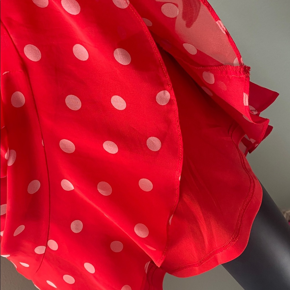 Miami Red and White Polka Dot Mini Sheer Dress - Picture 10 of 13